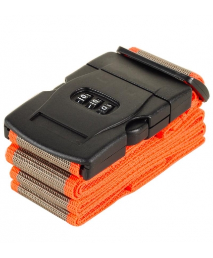 Bezpečnostní popruh na kufr s kódovým zámkem ROCK TA-0012 - šedá/oranžová - II. jakost